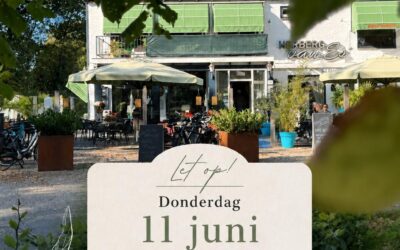 donderdag 11 juni zijn wij gesloten ivm een besloten partij